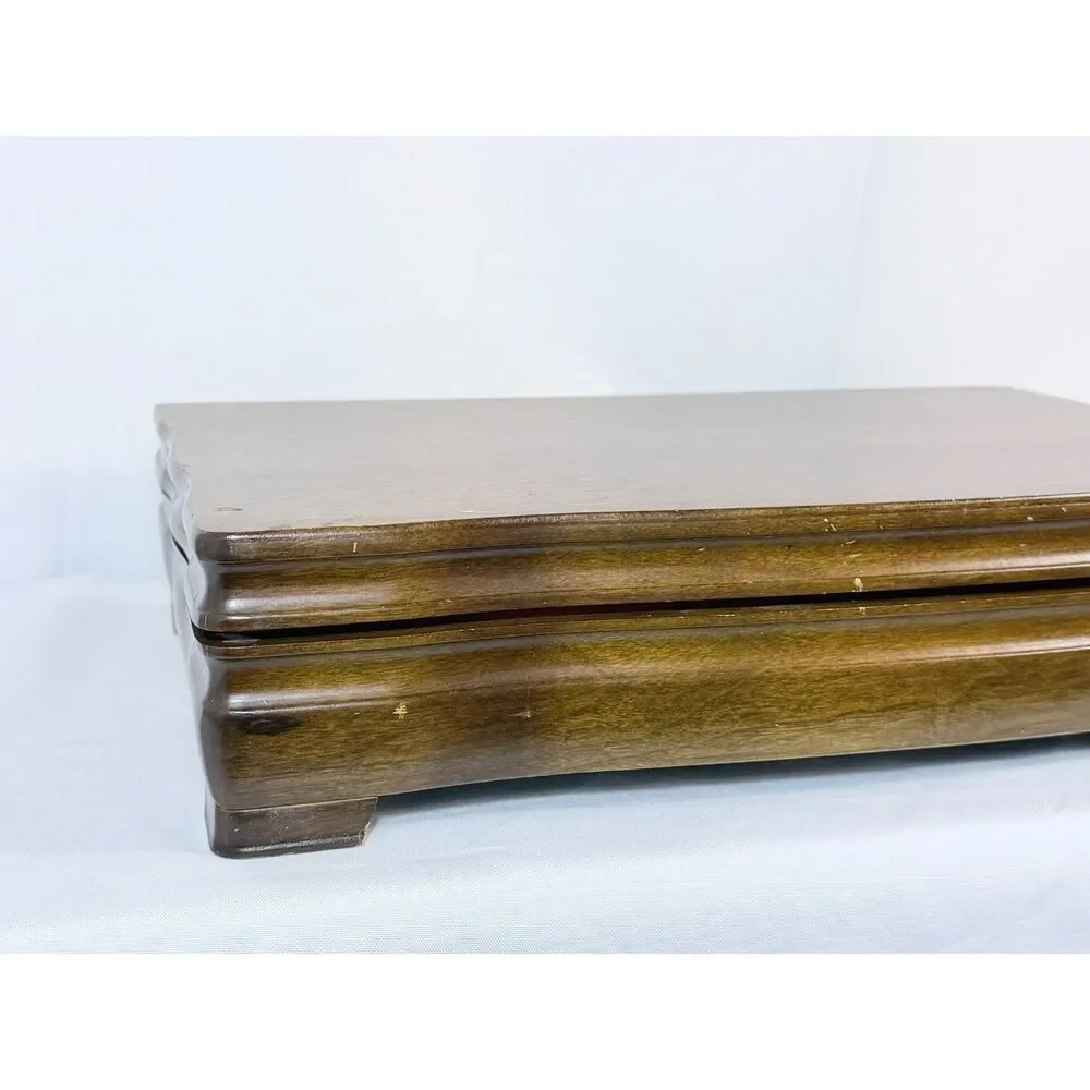 1847 Rogers Bros Silverplate Flatware Protective Wooden Box Felt Line Hinged